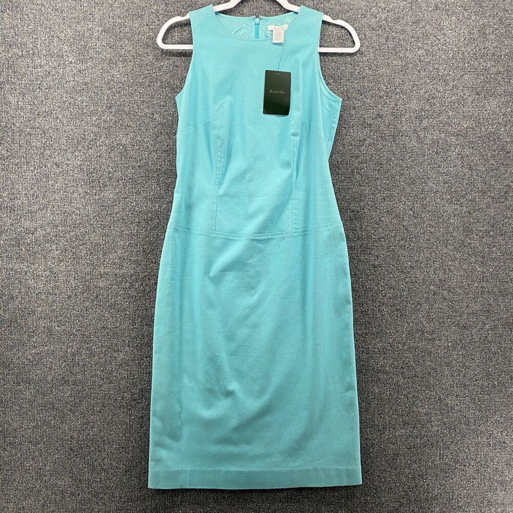 Marshall Fields Dress Women 6 Blue Sleeveless Sheath Midi Preppy Ladies Office